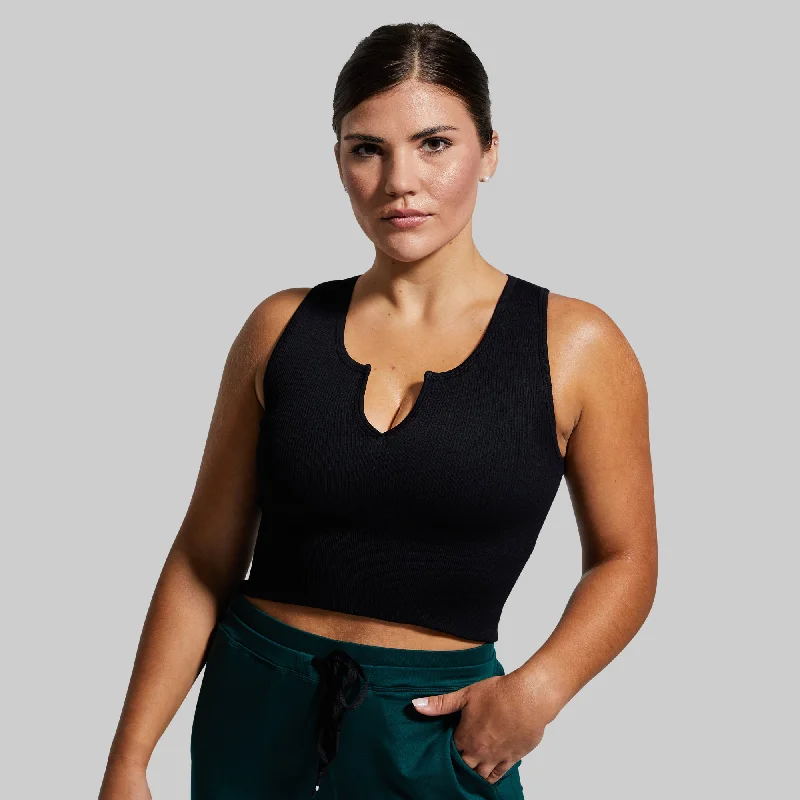 Good to Go Seamless Crop Tank (Black)