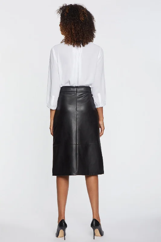 Faux Leather A-Line Skirt - Black